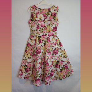 1950s Swing Floral Sleeveless A-Line Dress Size Large